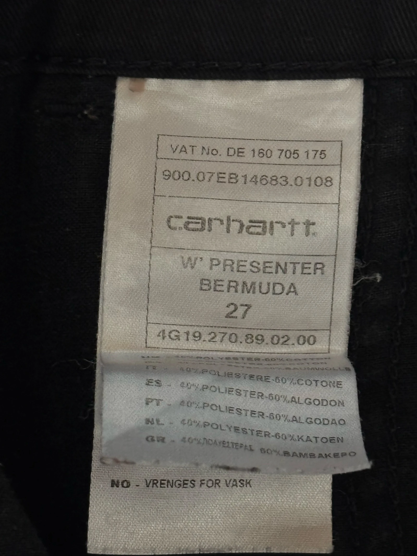Bermuda Carhartt noir – Taille 37 – photo 5